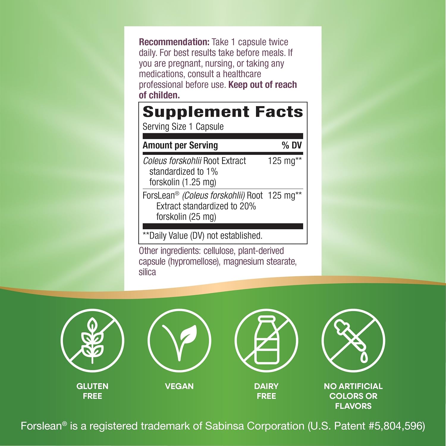 Nature's Way Nature's Way Forskohlii, 125 Mg Forslean Per Serving, 60 Vcaps, 60 Count (Pack of 12)