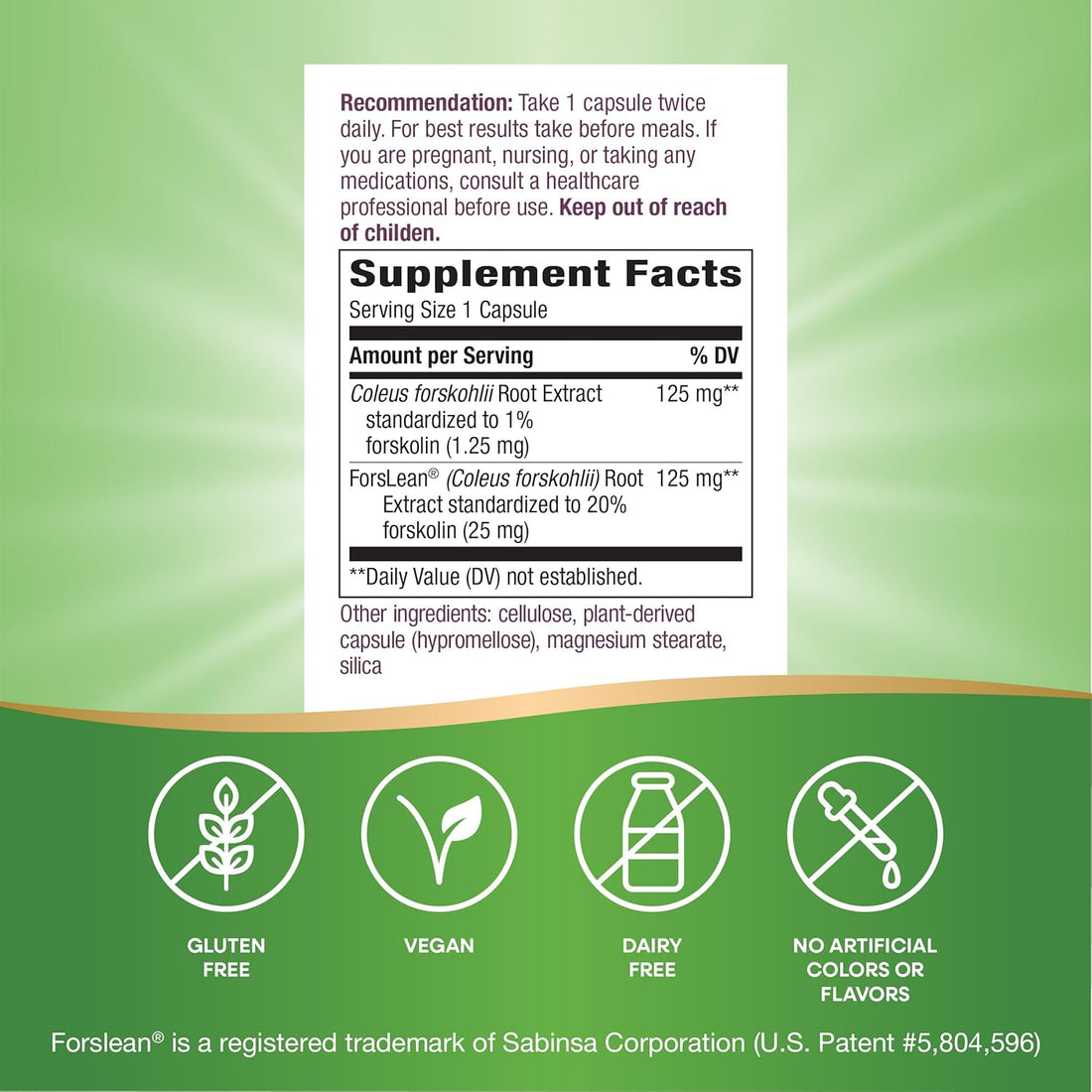 Nature's Way Nature's Way Forskohlii, 125 Mg Forslean Per Serving, 60 Vcaps, 60 Count (Pack of 12)