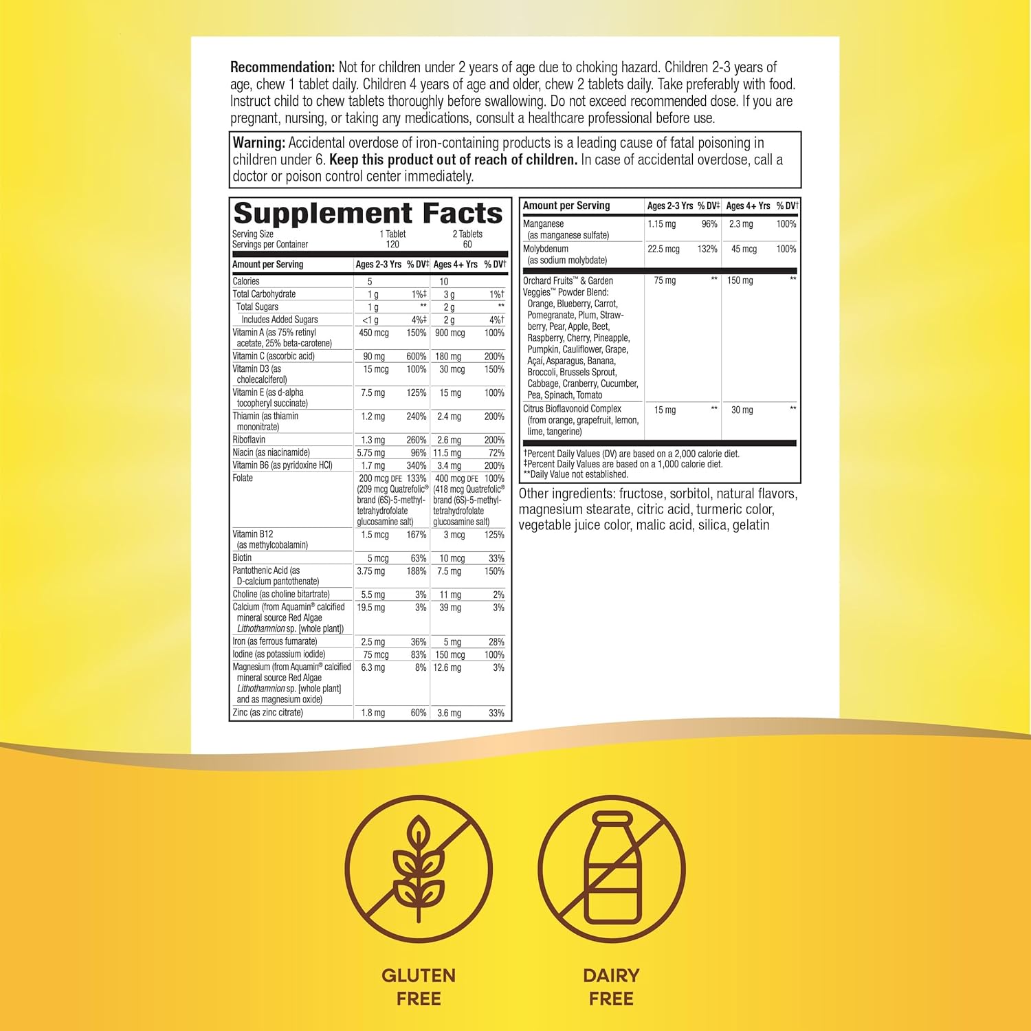 Nature's Way Nature's Way Alive! Children's Chewable Multivitamin, Gluten Free, 120 Chewable Tablets, Orange & Berry Fruit Flavors, 120 Count (Pack of 12)