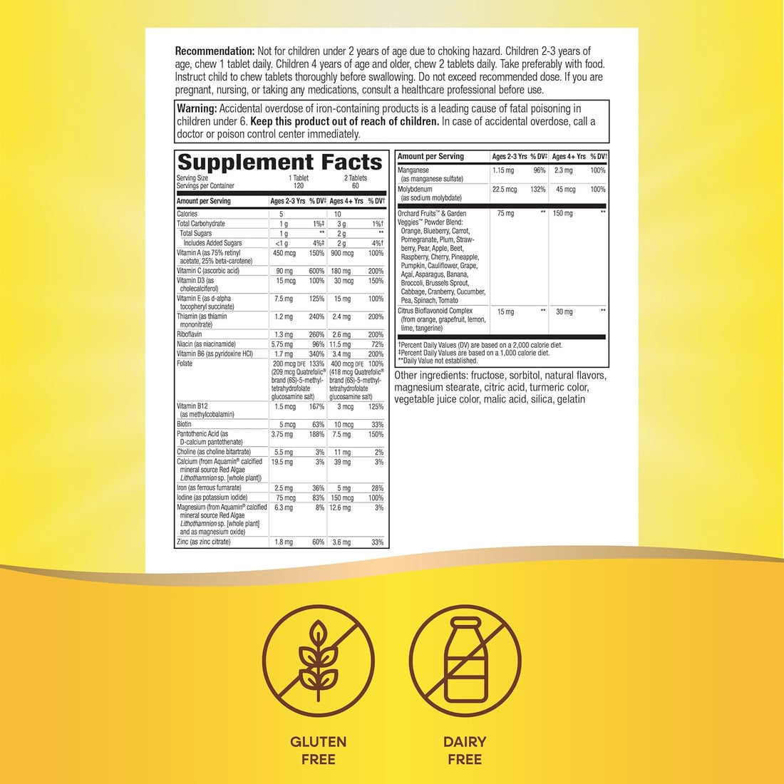 Nature's Way Nature's Way Alive! Children's Chewable Multivitamin, Gluten Free, 120 Chewable Tablets, Orange & Berry Fruit Flavors, 120 Count (Pack of 12)