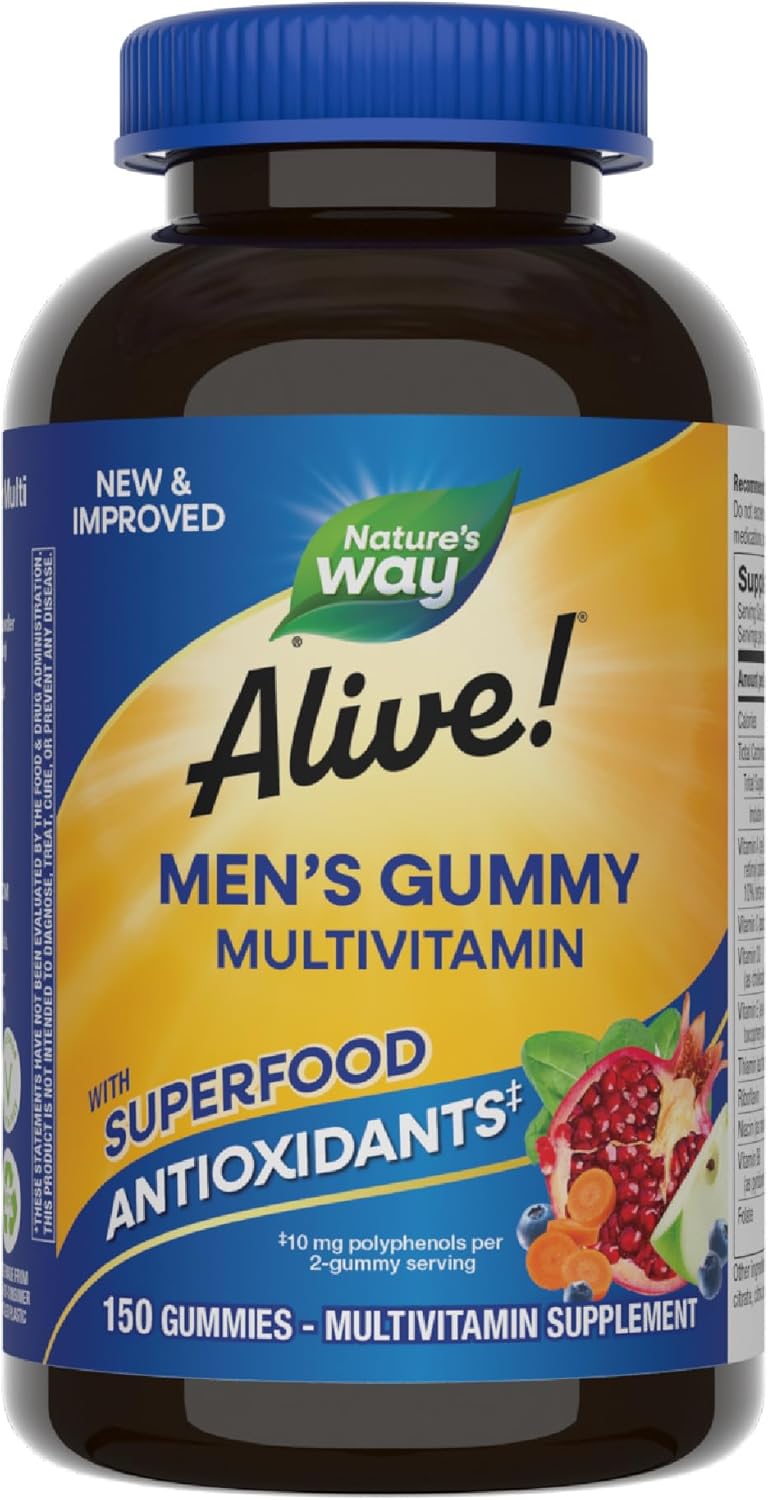 Nature's Way Alive! Men's Gummy Multivitamin, Fruit Flavored, Vegetarian Friendly, Gluten Free, 60 Gummies (Pack of 1)