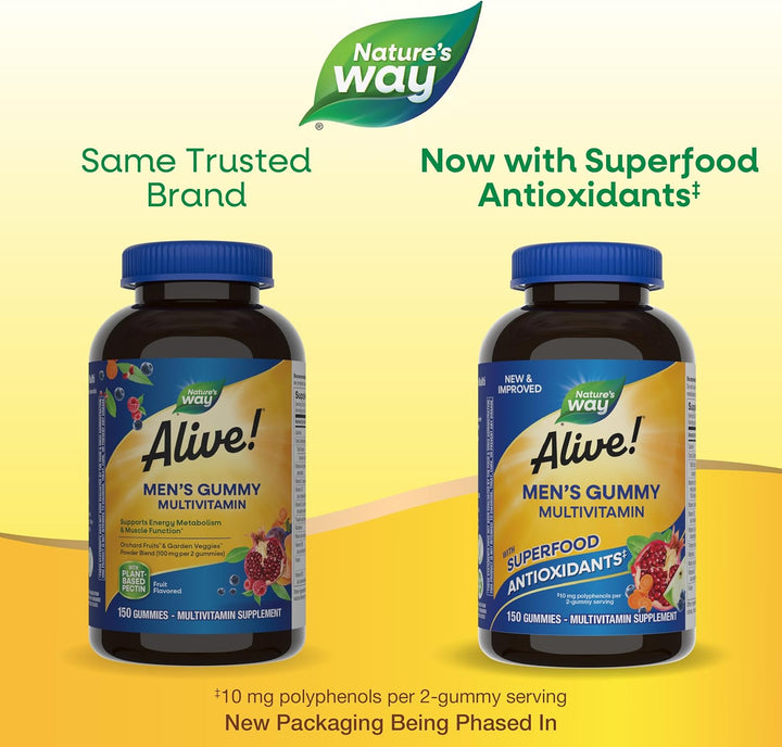 Nature's Way Alive! Men's Gummy Multivitamin, Fruit Flavored, Vegetarian Friendly, Gluten Free, 60 Gummies (Pack of 1)