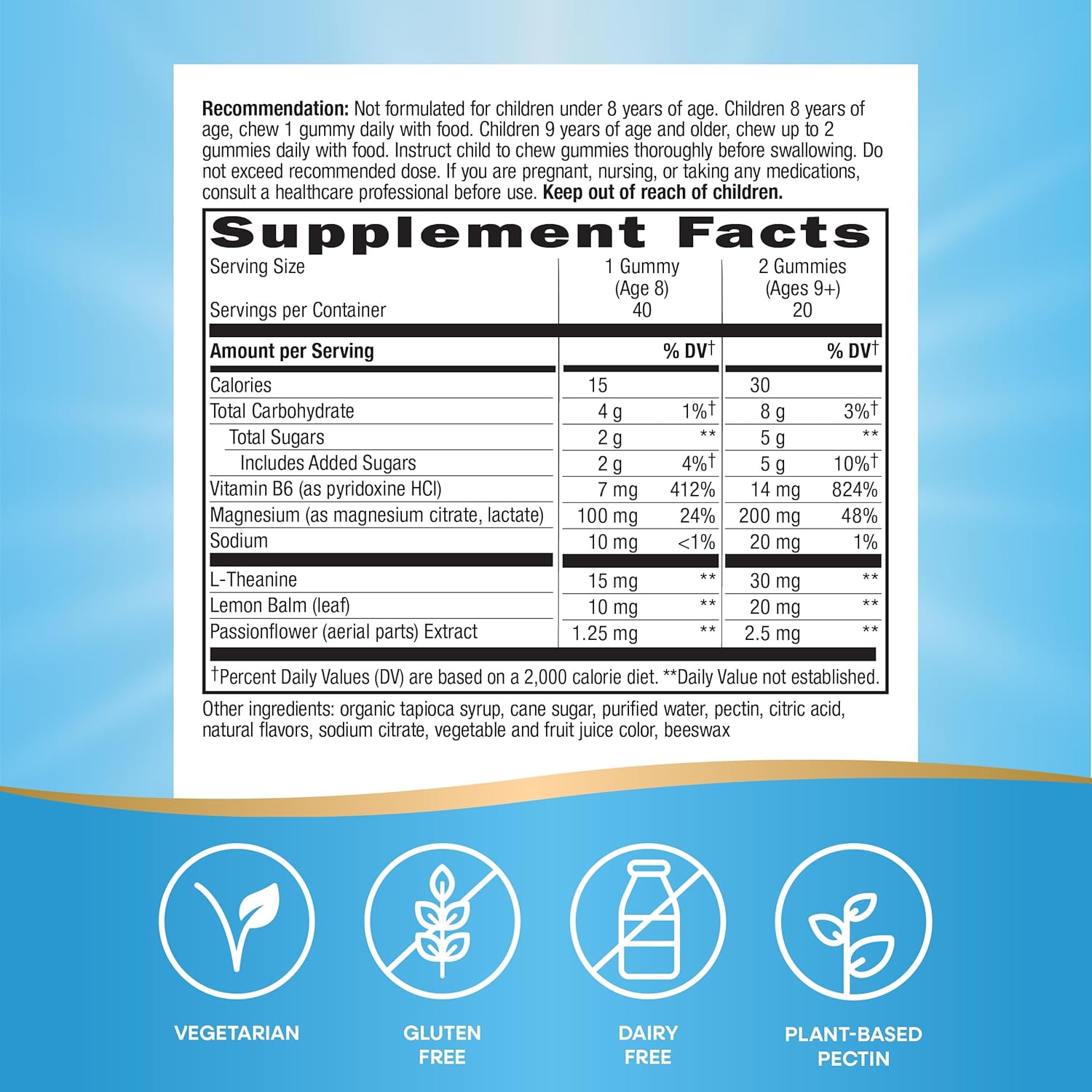 Nature's Way Kids Cool, Calm & Collected Gummies for Ages 8+, Grape Flavored, Vegetarian Friendly, Gluten Free, 40 Gummies (Pack of 1)