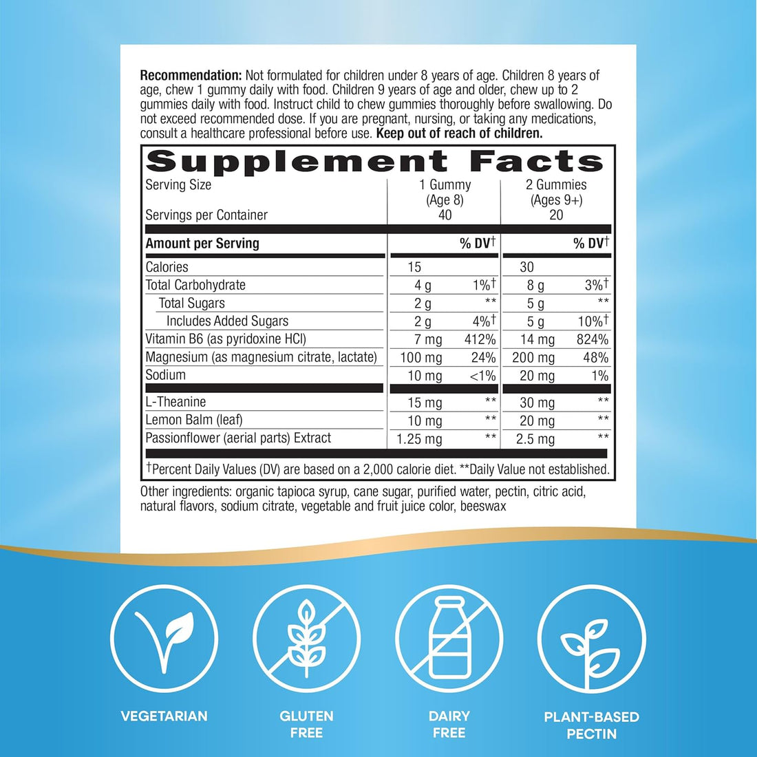 Nature's Way Kids Cool, Calm & Collected Gummies for Ages 8+, Grape Flavored, Vegetarian Friendly, Gluten Free, 40 Gummies (Pack of 1)