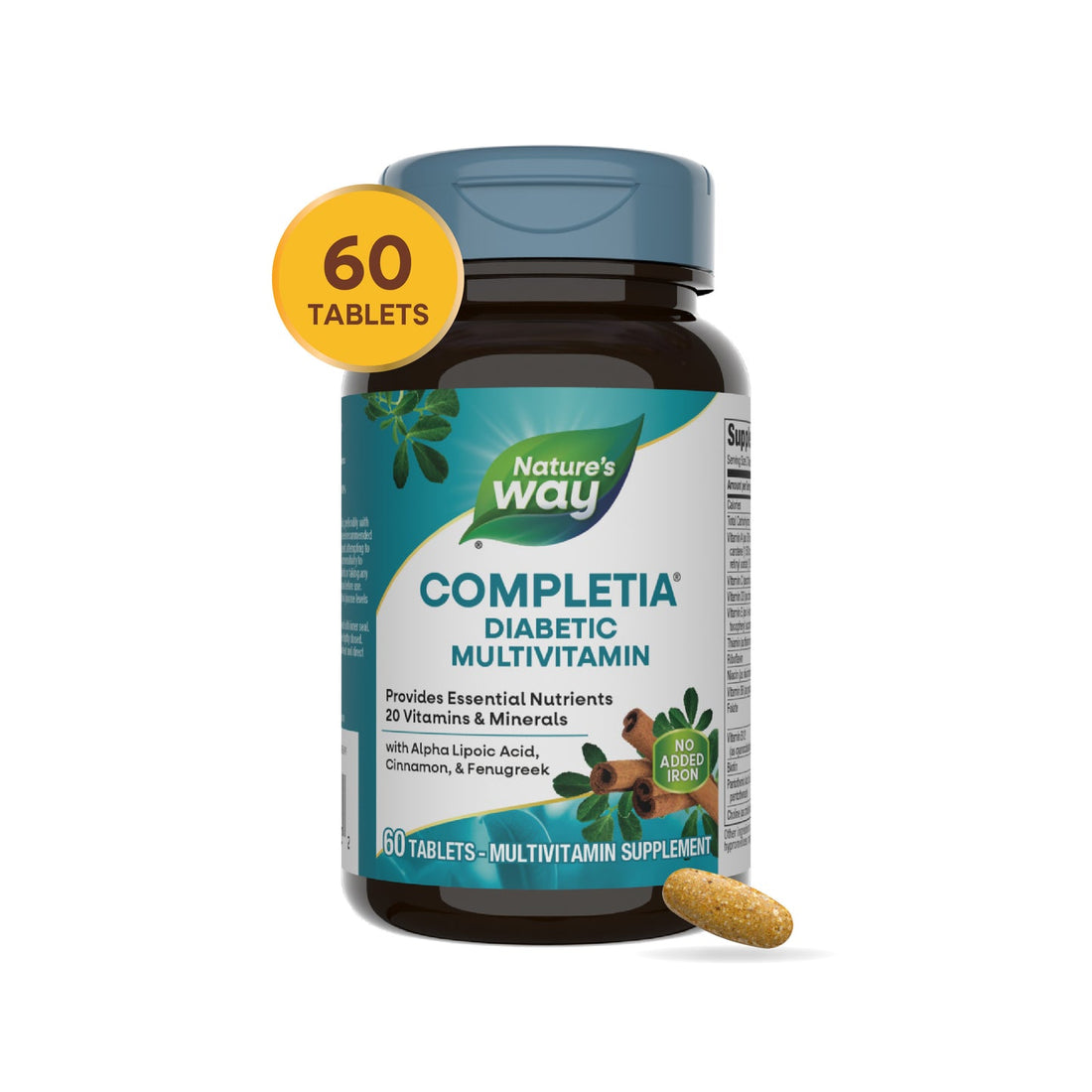 Nature's Way Completia Diabetic Multivitamin, 60 Tablets (Packaging May Vary), 60 Count (Pack of 12)