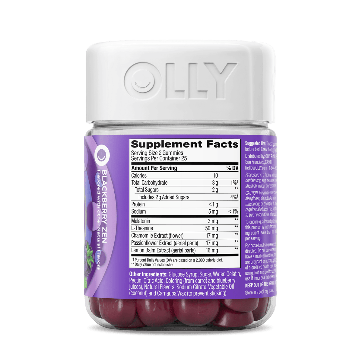 Olly BlackBerry Zen Flavored Sleep Gummy, Gluten Free, 50 Each (Pack of 3)