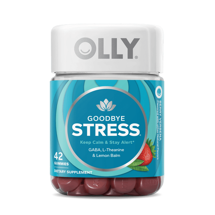 Olly Berry Verbena Flavor Goodbye Stress Gummy Supplement, Gluten Free, 10 Each (Pack of 8)