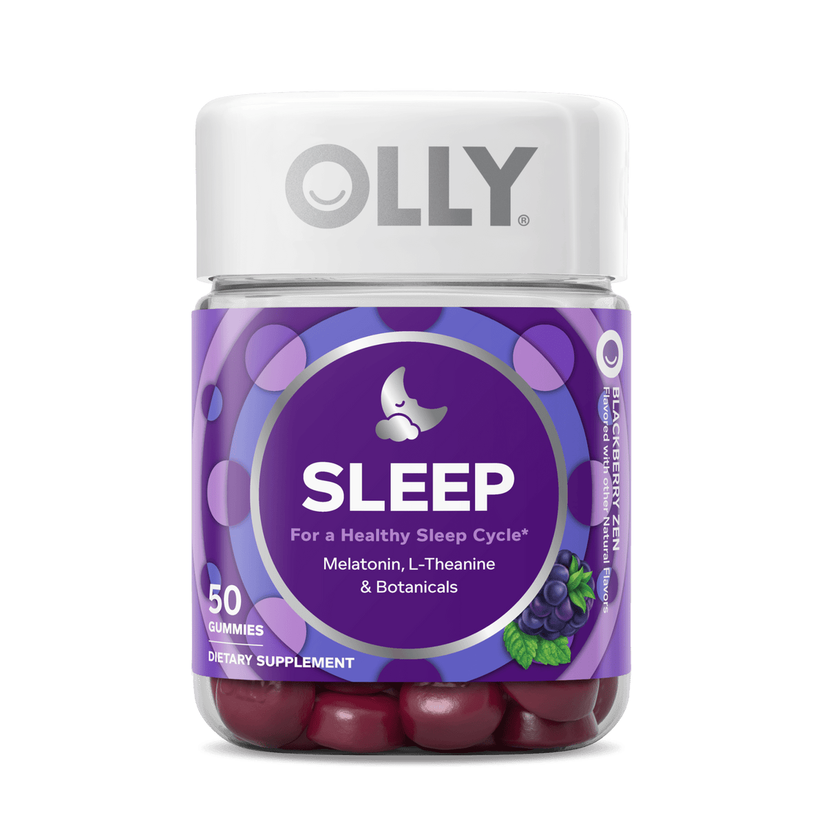 Olly BlackBerry Zen Flavored Sleep Gummy, Gluten Free, 50 Each (Pack of 3)
