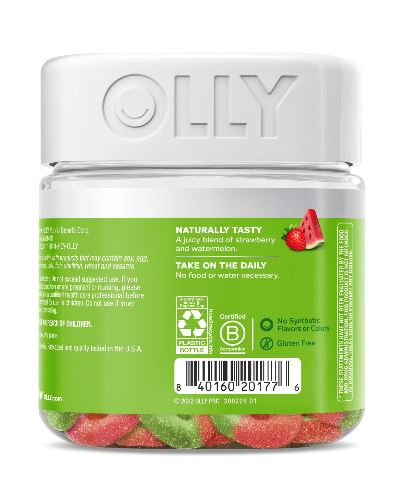 Olly Fiber Gummy Rings, 5g Prebiotic Fiber, FOS (Fructo-oligosaccharides), Berry Melon, 50 Gummies (Pack of 3)