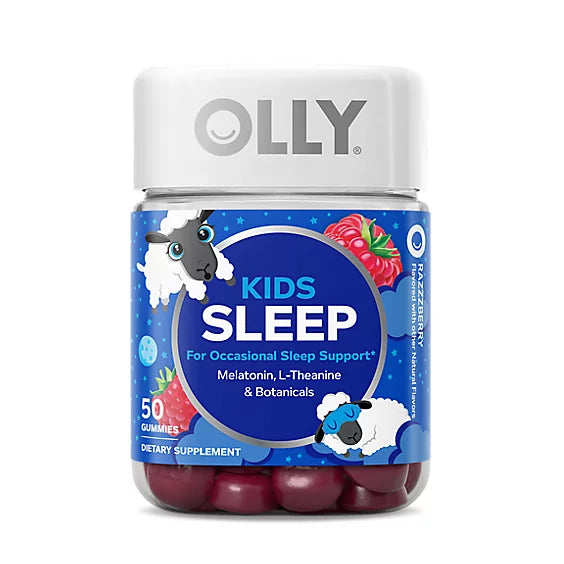 Olly Kids Sleep, Melatonin, L-Theanine & Botanicals, Razzberry, Natural Flavors, Gluten Free, 50 Gummies (Pack of 3)